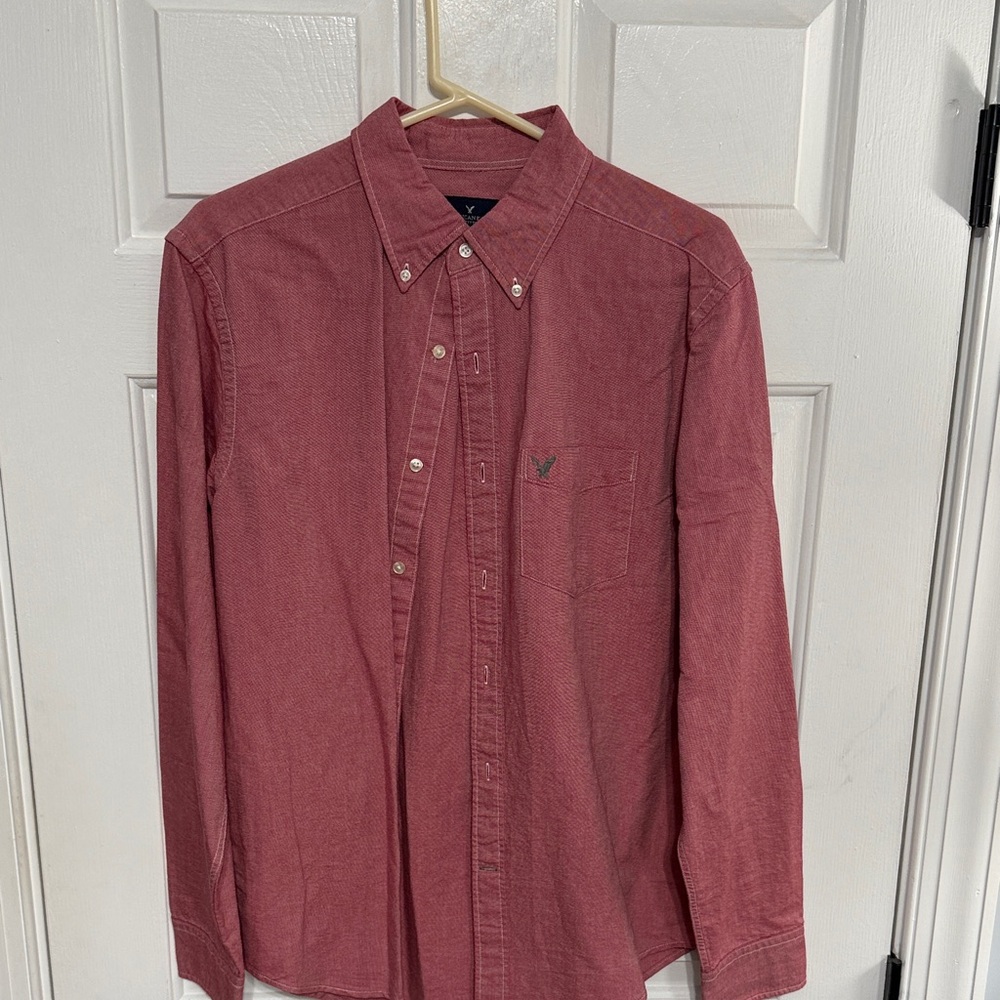 NWOT American Eagle Men's Washed Red Button-Down Shirt